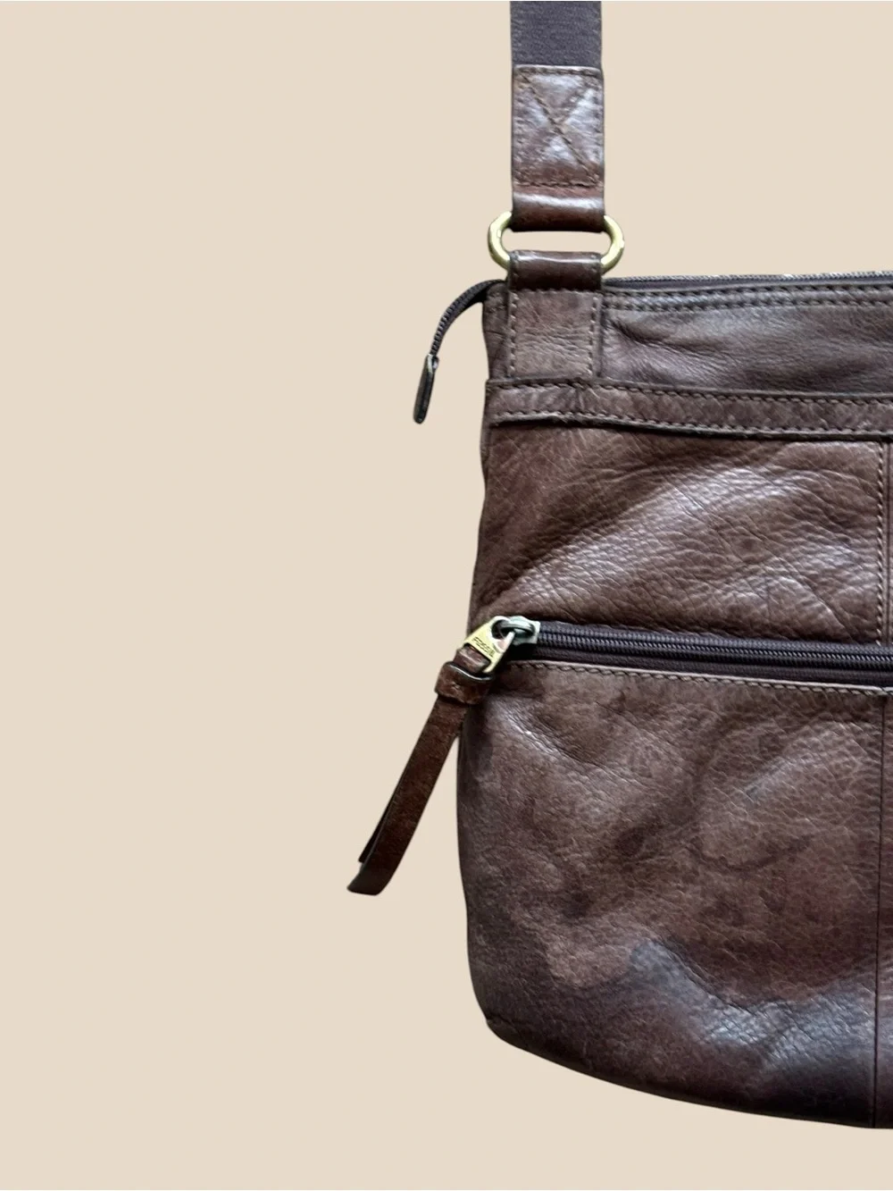 Vintage Fossil Brown Leather Morgan Traveler Crossbody Messenger Bag 10 X 11
